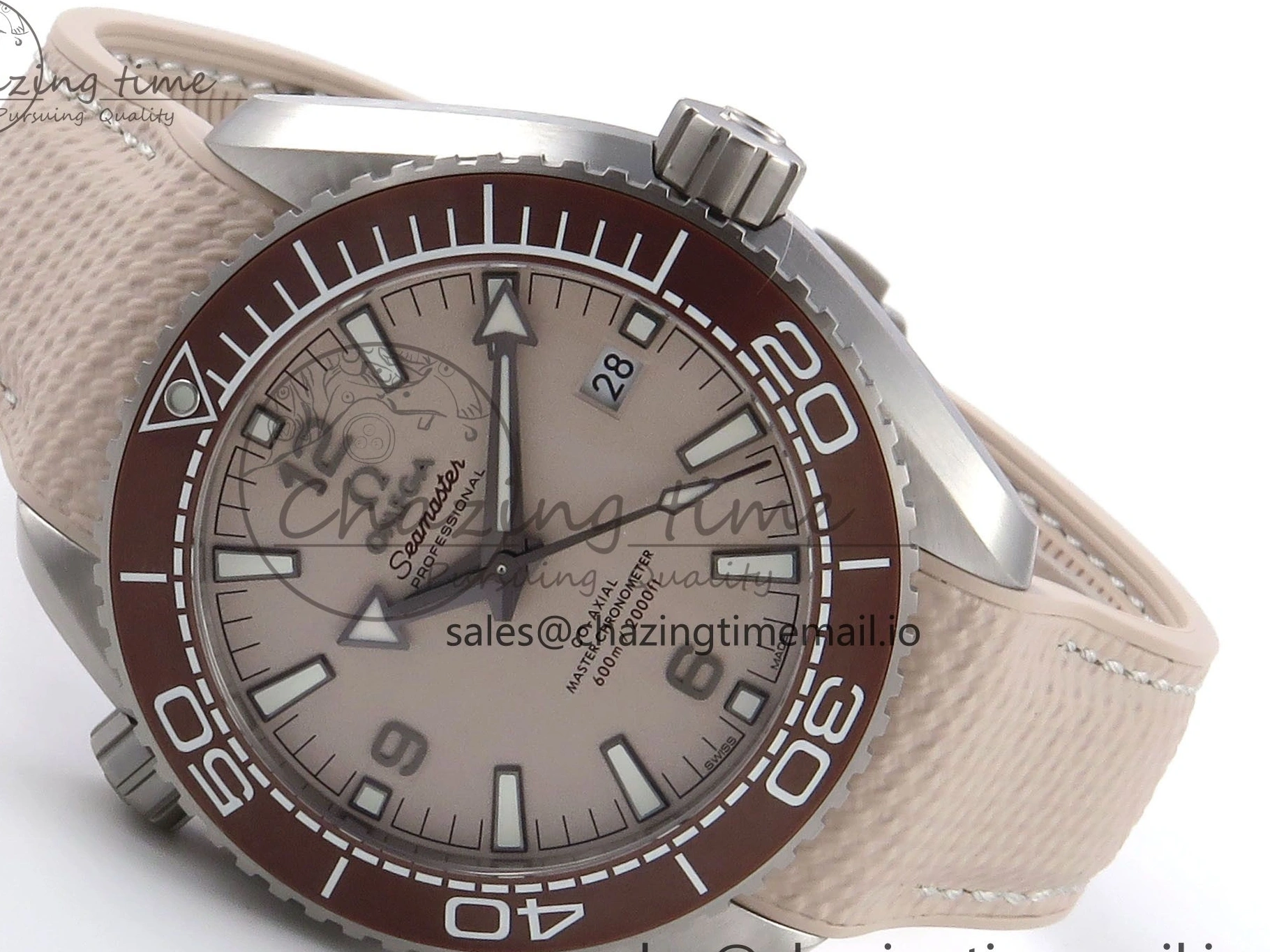 0323 Planet Ocean 43.5mm SS VSF 1:1 Best Edition Brown Bezel Sand Dial on Sand Rubber Strap A8900 Super Clone Neat 7710